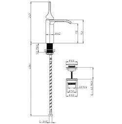 Bossini Apice смеситель для раковины 249 мм, донный клапан, цвет чёрный матовый