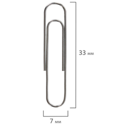 Скрепки BRAUBERG, 33 мм, никелированные, 100 шт., в картонной коробке, 270443