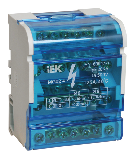 Шины на DIN-рейку в корпусе (кросс-модуль) ШНК 4х7 100А 3L+PEN IEK