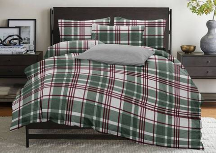 Комплект постельного белья 2 сп с простыней на рез.160х200 БЯЗЬ "Уэльс зеленый" (нав. 50х70 или 70х70)