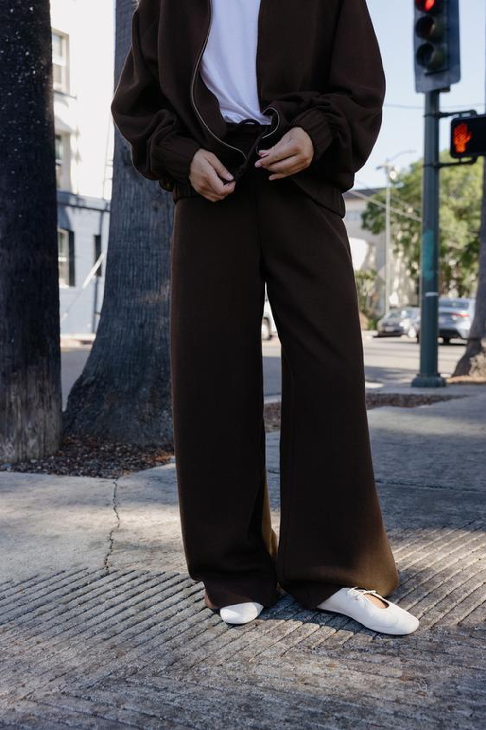 ZARA БРЮКИ ПРЯМОГО КРОЯ ИЗ МЯГКОЙ ТКАНИ, ШОКОЛАДНЫЙ