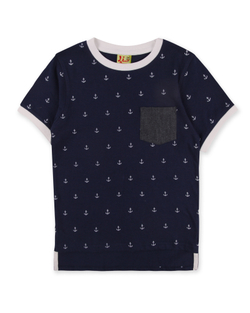 Футболка детская Little Beetle, якоря, синий/SS18-ok 1.9