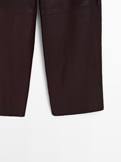 Massimo Dutti Брюки из овчины с отделкой наппа, коричневый