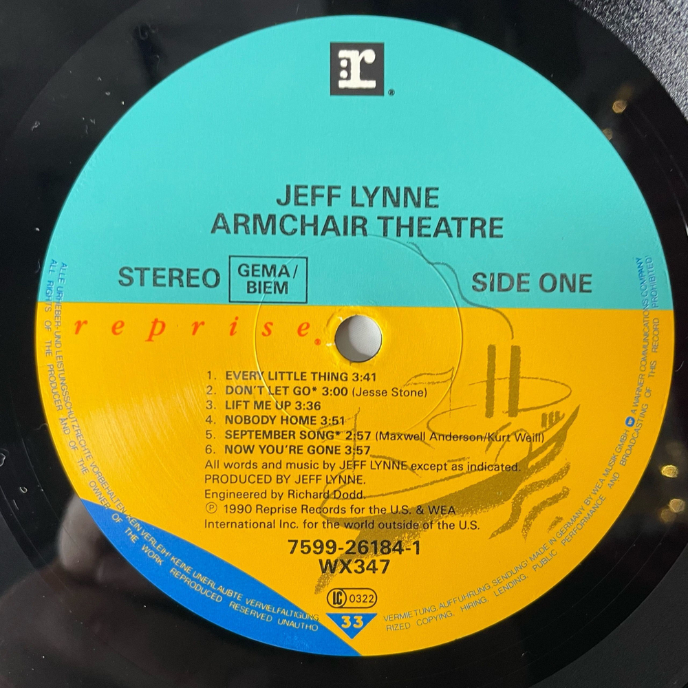 Винтажная виниловая пластинка LP Jeff Lynne Armchair Theatre (Германия 1990)
