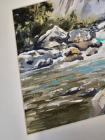 Картина авторская акварельная в паспарту 30х40 см на стену для интерьера "Пейзаж в стиле Фрэнк Эбера"