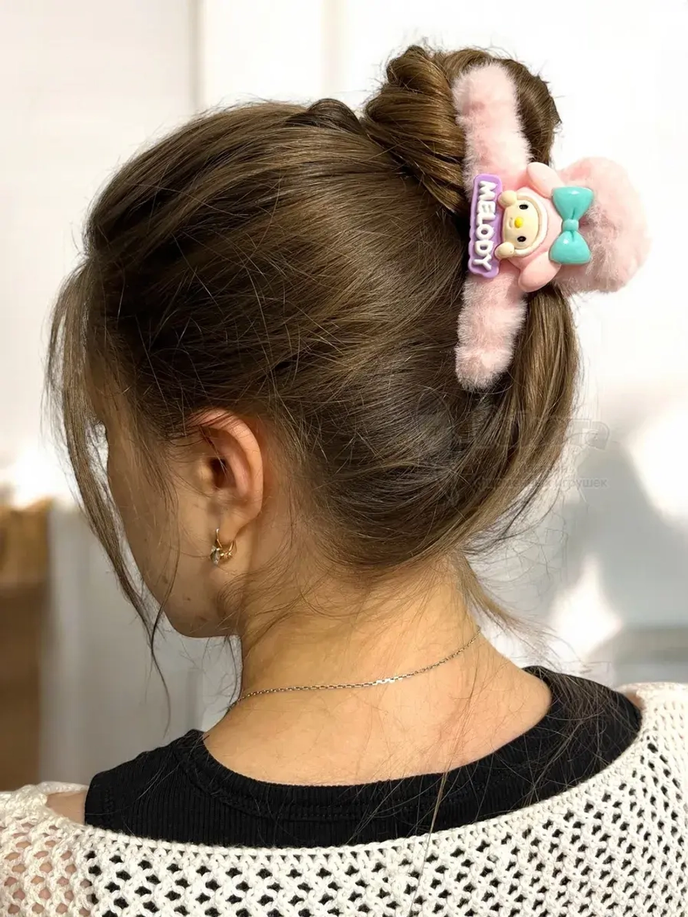 Заколка крабик краб для волос пушистый плюшевый Hello Kitty