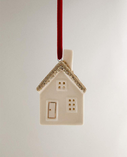 ZARA HOME НОВОГОДНЕЕ ЕЛОЧНОЕ УКРАШЕНИЕ «ДОМИК», БЕЛЫЙ