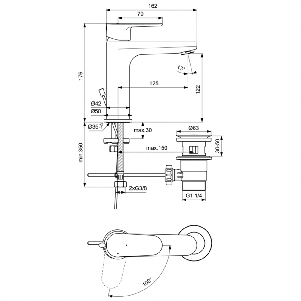 Смеситель Ideal Standard CERAFINE MODEL O BC701AA для умывальника