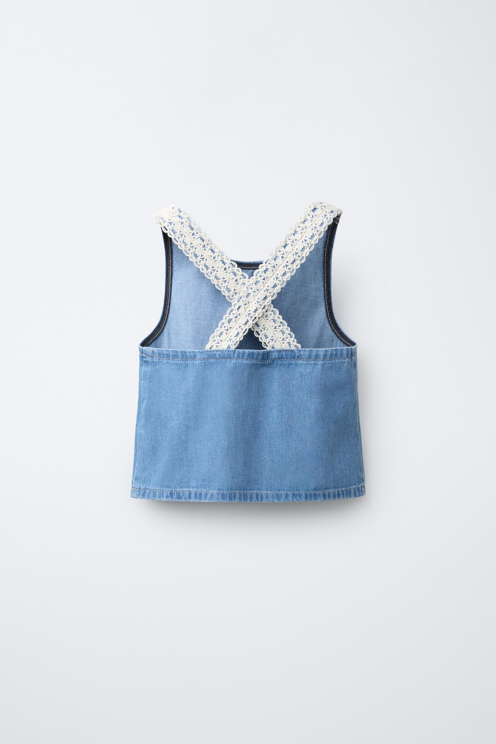 ZARA ДЖИНСОВЫЙ ТОП КРОШЕ, СИНИЙ