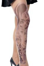 Колготки +size с принтом в виде девушки в казино (Размер: XL-XXL-XXXL) (Цвет: бежевый)