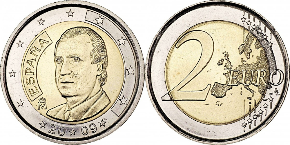 Испания 2 евро, 2007 - 2009 Король Хуан Карлос I XF
