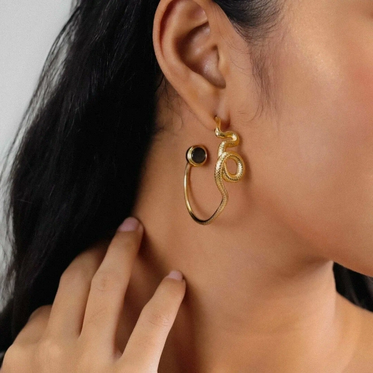 Серьги ORI TAO, Venin, со змеей и перламутром, OT24.2-12-32002 (золотистый)