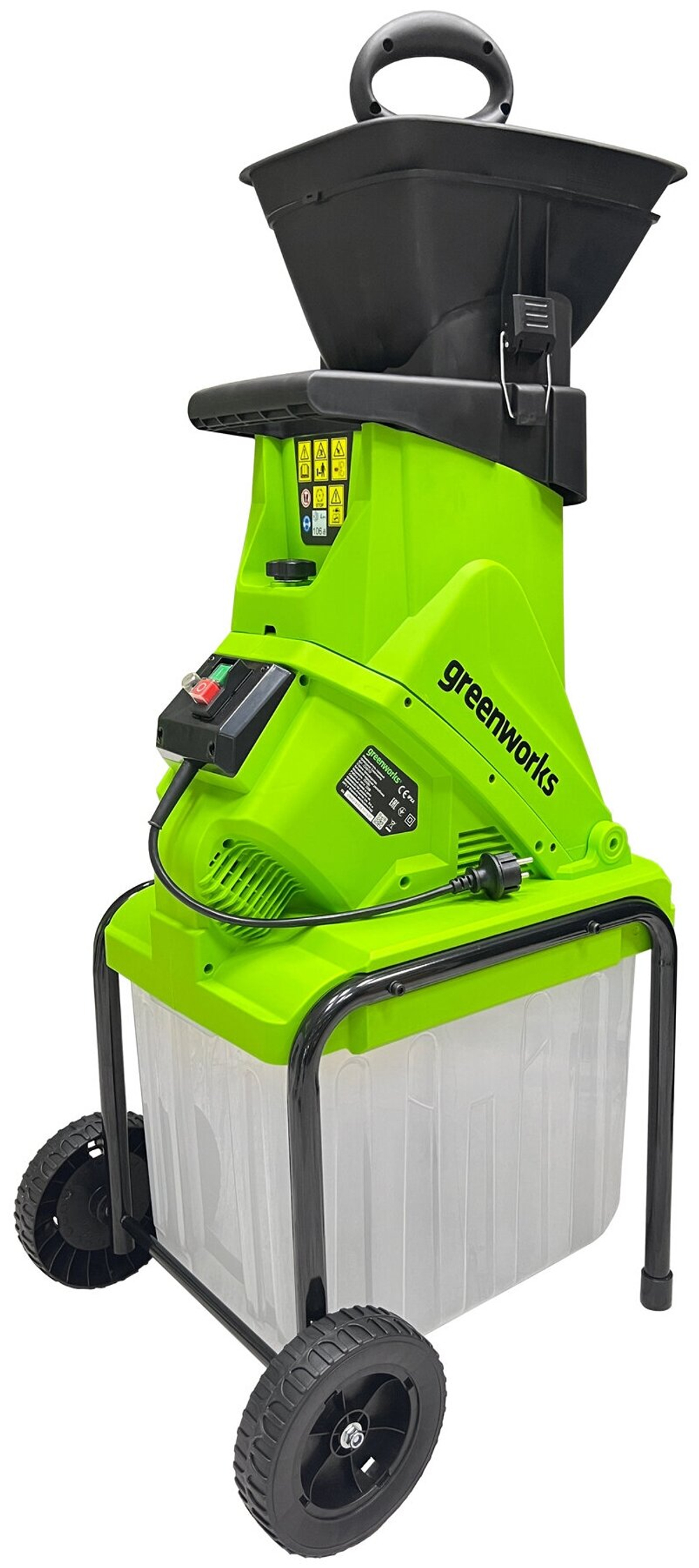 Измельчитель садовый электрический GREENWORKS GACSB, 220V, 2500W, с контейнером (2206707)