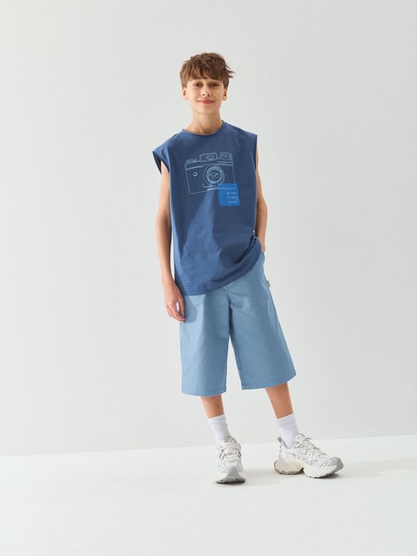 Футболка из футера без рукавов 