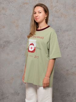 Футболка взрослая, Фисташка - Малиновый вайб