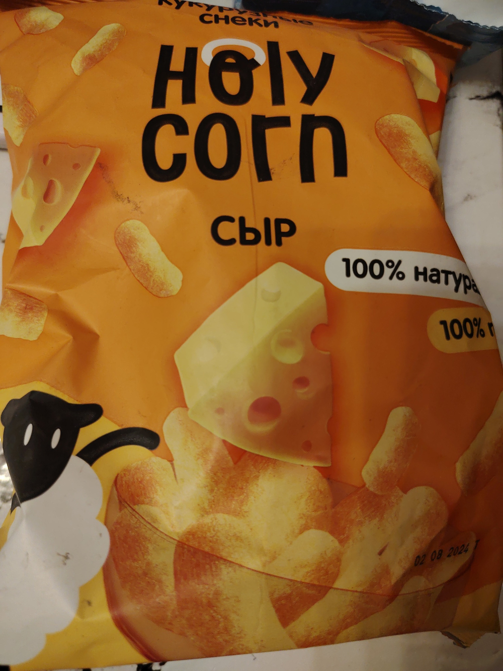 Кукурузные снеки Holy Corn со вкусом сыра 50 г
