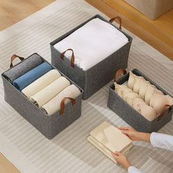 Органайзер для хранения вещей одежды с металлическим каркасом коробка для полотенец белья с окном  ящик для хранения 47х28х20 см, серый
