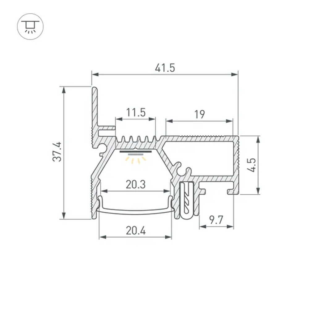 Профиль STRETCH-20-WALL-D-SIDE-2000 WHITE (Arlight, Алюминий) 042945