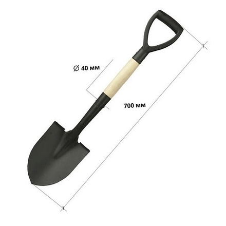 Лопата саперная ЛКО рельс. сталь `Урожайная сотка` с дер/чер и V ручкой 70 см MINI S518D
