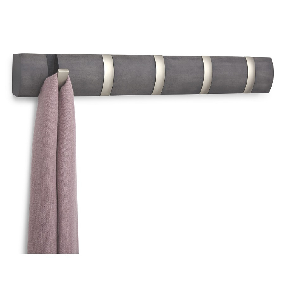 Вешалка настенная flip, 50,8 см, дерево-никель, 5 крючков