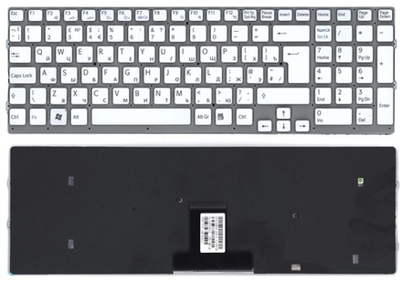 Клавиатура для ноутбука Sony Vaio VPC-EB Series (Белая, без рамки, плоский Enter)