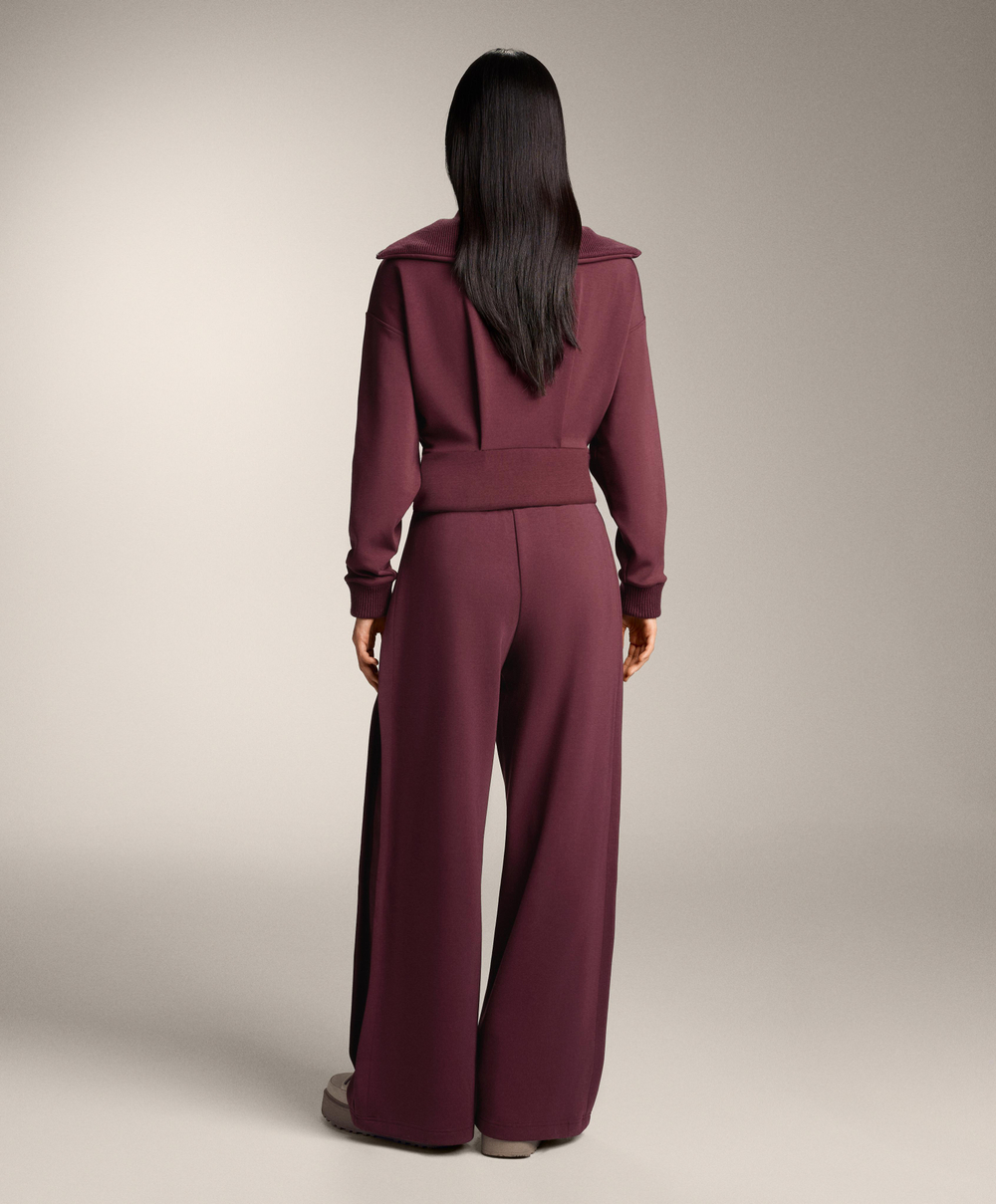 OYSHO Брюки-кокон с боковой складкой и начесом из модала, бордовый