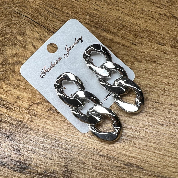 Серьги "Цепи" 3 звена панцерное 20 мм металл цвет серебристый