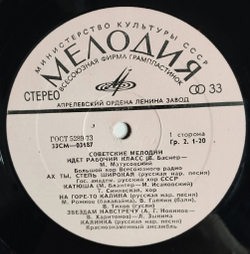 Винтажная виниловая пластинка LP Сборник Советские Мелодии (СССР 1972) (Гуляев, Кристалинская, Воронец)