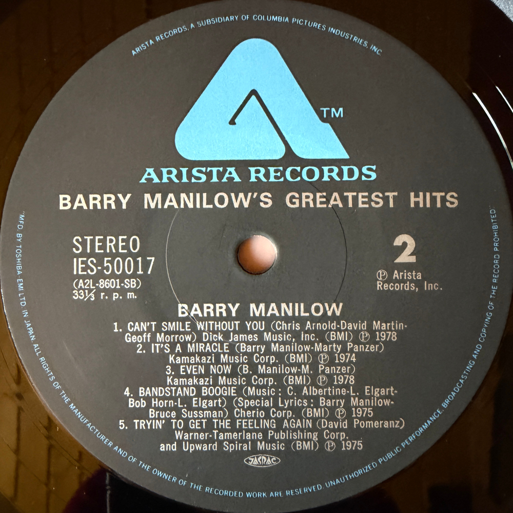 Виниловая пластинка Barry Manilow ‎– Greatest Hits 2LP