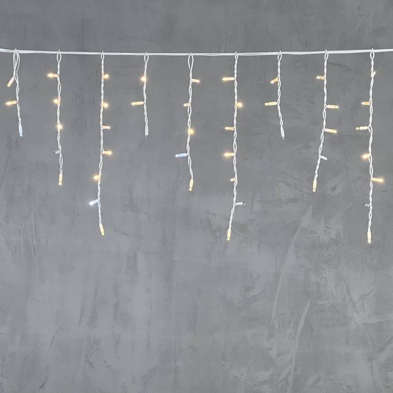 Светодиодная бахрома с колпачком 3,1*0,5 м., 120 теплых белых LED ламп, мерцание, каучуковый белый провод, LTC (LL120BLW-8-2WW)