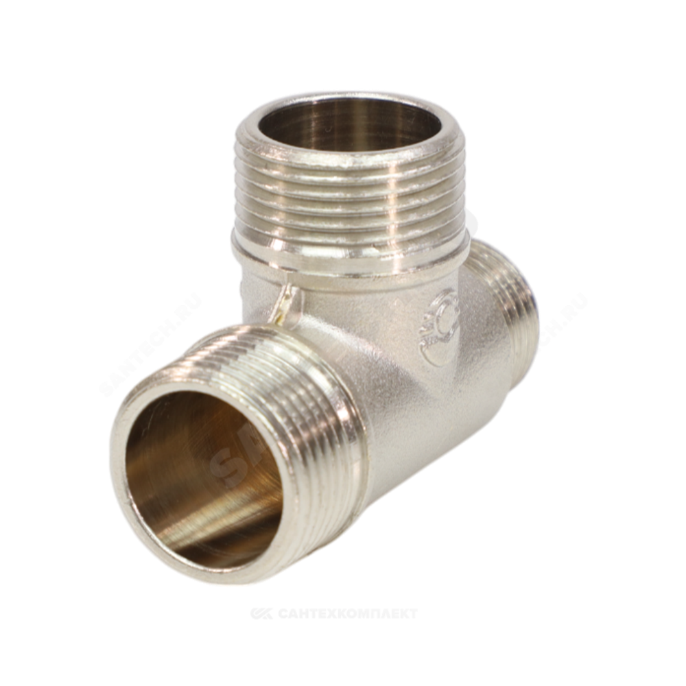 Тройник латунь никель переходной Ду 15х15х15 (1/2"х1/2"х1/2") НР/НР/НР VALFEX VF.131.N.012