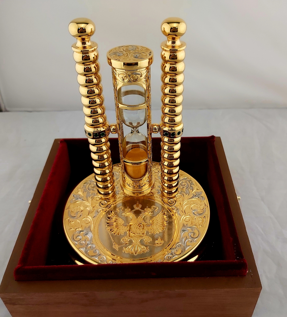 Песочные часы "Герб России" с фианитами (Златоуст)