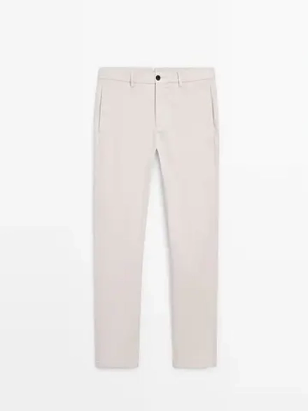 Massimo Dutti Зауженные брюки чинос из хлопка, дымчатый