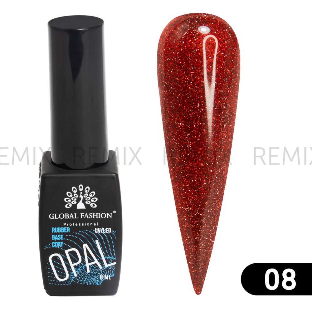 Каучуковая база Disco Opal светоотражающая Global Fashion 8 мл, 08
