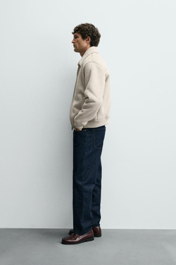 ZARA КОМБИНИРОВАННАЯ КУРТКА ИЗ ИСКУССТВЕННОЙ ЗАМШИ, СВЕТЛО-СЕРЫЙ