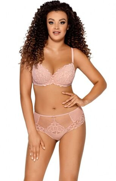Бюстгальтер пуш-ап из кружевного полотна с люрексом (Размер: 70G) (Цвет: нежно-розовый)