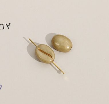 Подвеска Кофе зерно, бежевый, акрил, 10*8 мм, Ф068