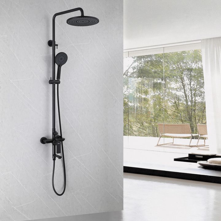 Душевая стойка ABBER Weiss Insel AF8016NB с изливом, черная матовая