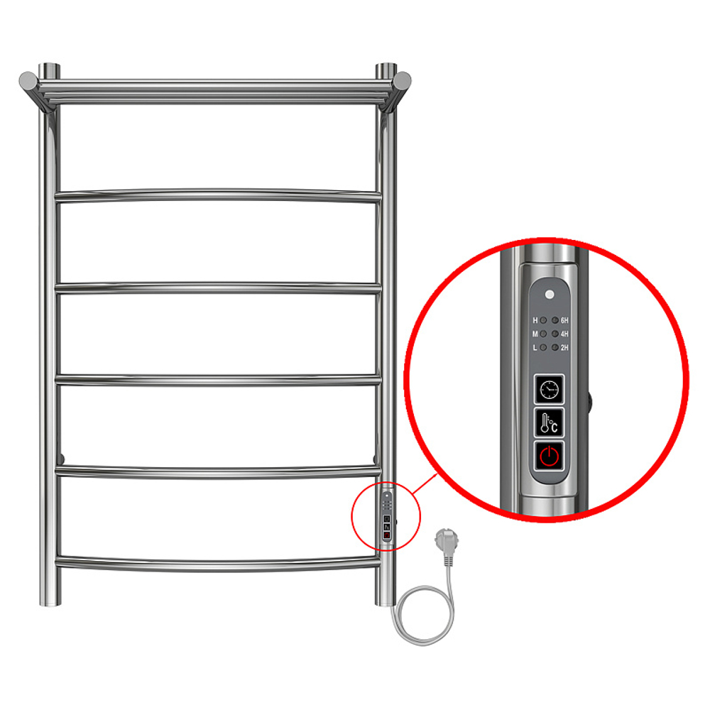 Полотенцесушитель электр. Azario VERONA 53.2х80, Хром