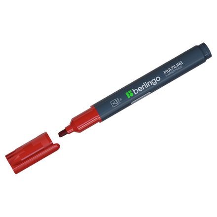 Маркер перманентный скошенный 0,5-4мм, Berlingo, красный