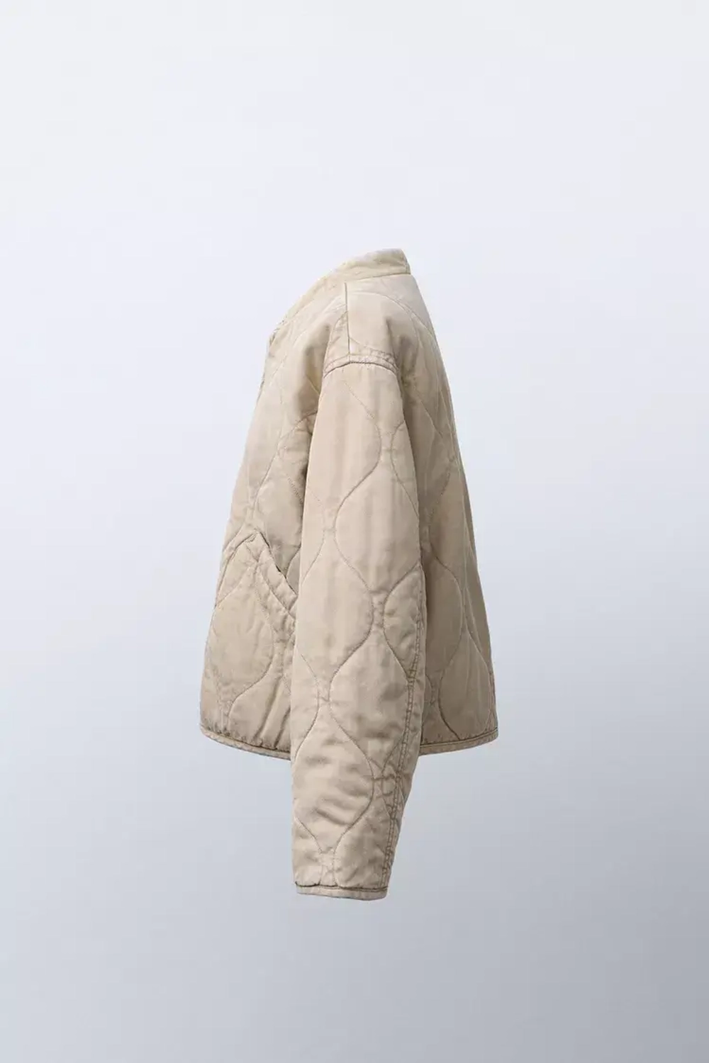 ZARA СТЕГАНАЯ КУРТКА, ПЕСОЧНЫЙ