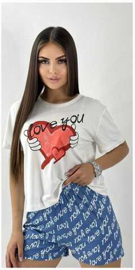 [m]Пижама жен.б/в шорты+футб мультик (норма) 0019