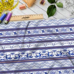 Ткань бифлекс ленточная гжель