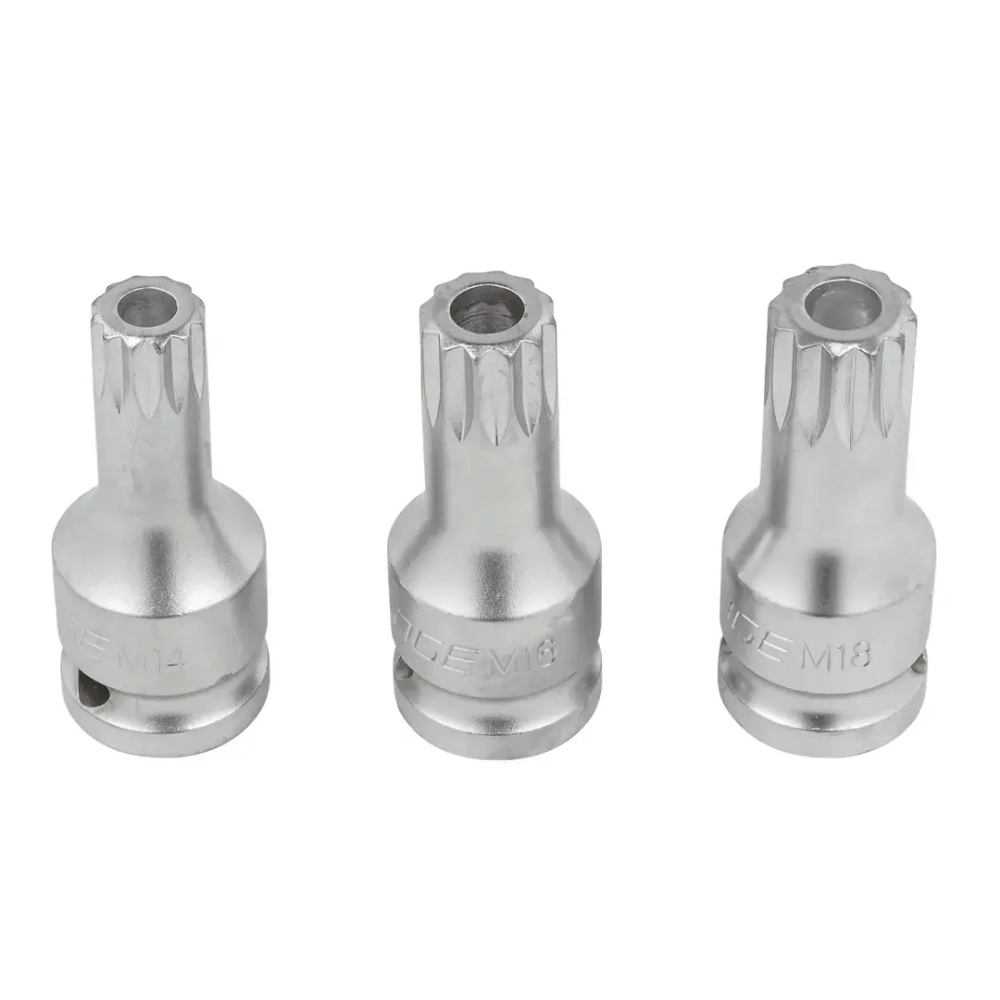 Набор Головок-бит SPLINE с отверстием 1/2'',3пр. (L-60мм,M14, M16, M18) Forsage F-248060-3