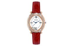 KANGOL Quartz Movement Genuine Leather Strap Watch Women"s Watch White Dial