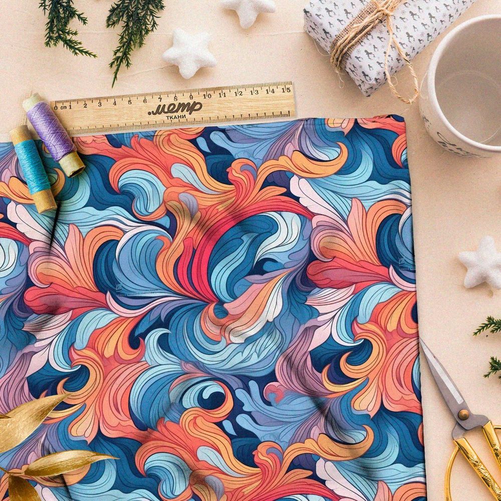 Ткань премиум шелк искусственный Армани красочные впечатления моментов