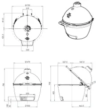 Керамический гриль Big Green Egg XL, 61 см, на модульной угловой подставке с тумбой и дополнительной секцией