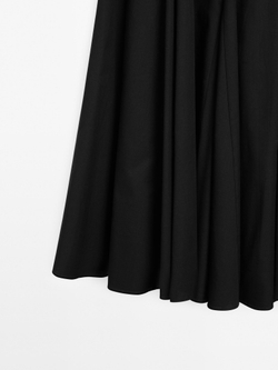 Massimo Dutti Расклешенная юбка из 100% хлопка, черный