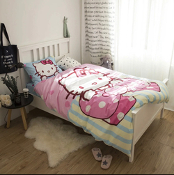 Постельное белье 1.5 Полуторка Сатин Детское Hello Kitty