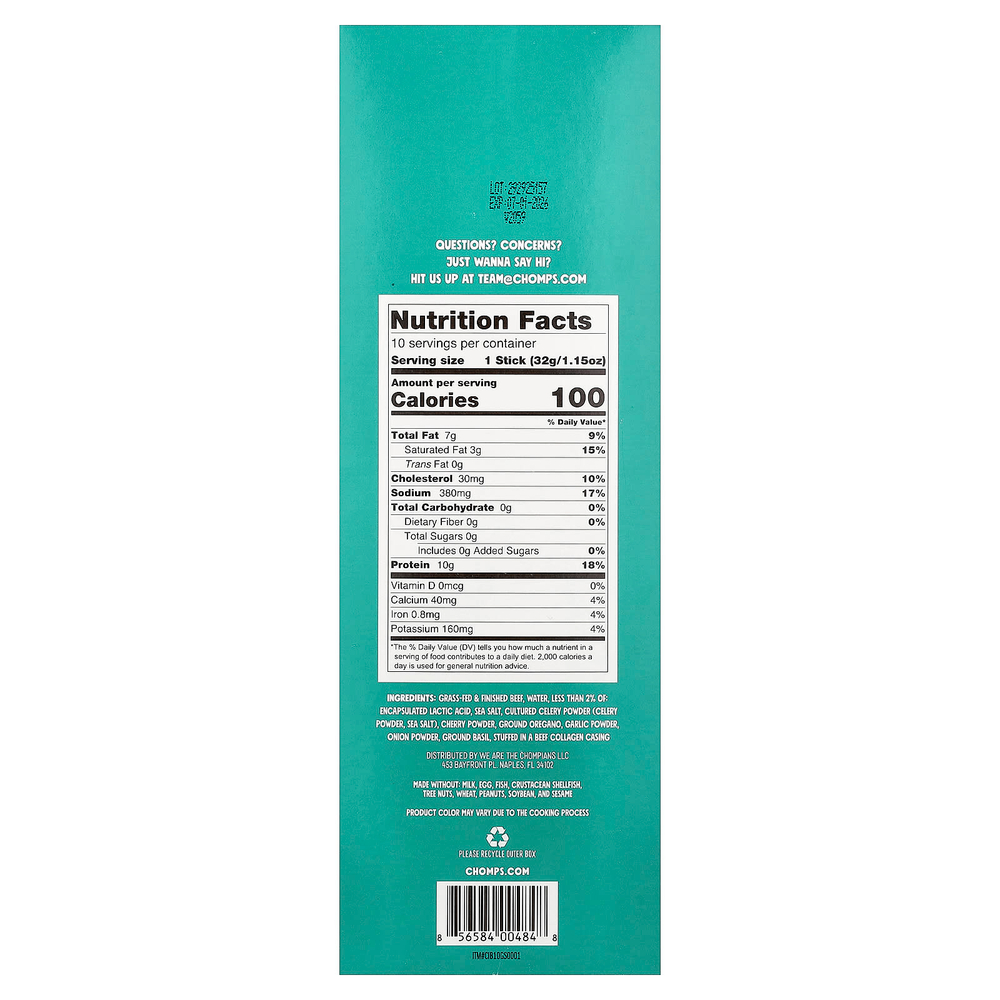 Chomps, Beef Sticks, Italian Style, Mild, 10 Pack, 1.15 oz (32 g) Each